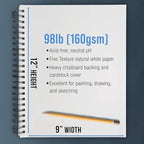 U.S. Art Supply 9"x12" Mixed Media Sketchbook, 2 Pack (60 Sheets), 98 lb (160 GSM) - Spiral-Bound Pad with Perforated Acid-Free Paper - Artist Sketch Book for Drawing, Painting, Watercolor