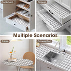 ALIUNI Drawer and Shelf Liner, Non-Slip Kitchen Cabinet Liners Non-Adhesive Thick Strong Grip Waterproof Washable Mats Protect Dresser Shelves Cupboard Bathroom Cabinets, White Stripes, 12 in X 30 FT
