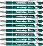 HEYZARDA Personalized Pens with Name Text Logo Custom Ballpoint Pen for Business Office Events with Stylus for Touchscreen 100 Pcs Dark Green