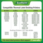 1.5" x 1" Thermal Labels | 6 Rolls | 11400 Labels | fits Zebra, Godex, Arkscan, iDPRT, Offnova Thermal Label Printers and More | Blank White Adhesive Stickers by Ecotherm