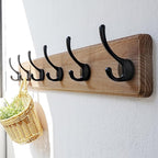 Dseap Coat Rack Wall Mount: 24" Long, Patented, Heavy-Duty, 6-Double-Hooks Wooden Hanger Hook Rail for Winter Coats Hat Jacket Clothing, Weathered Brown