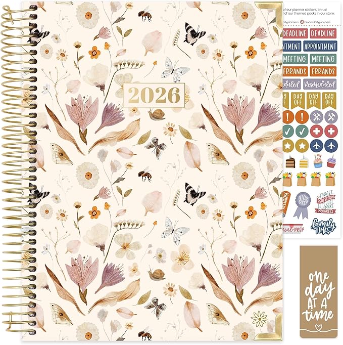bloom daily planners HARDCOVER 2026 Planner (January to December) - 8.5” x 11” Weekly & Monthly Dated Agenda Organizer Book with Stickers & Tabs - Butterfly Garden
