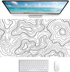 Wave Pattern Laptop Anti Slip Mouse Pad, Office Accessories Decorative Stitching Edge Gaming Mouse Pad 34.5x15.7 Inches
