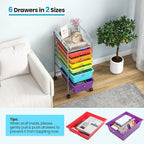 Giantex 6 Storage Drawer Cart Rolling Organizer Cart for Tools Scrapbook Paper Home Office School Multipurpose Mobile Utility Cart (Tomato, Orange, Light Green, Turquoise, Purple)