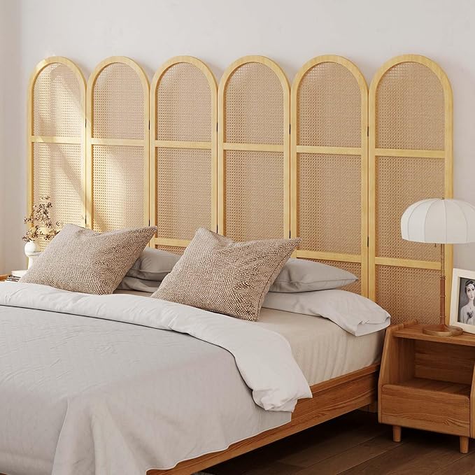 Svimi Room Dividers and Folding Privacy Screens, 5.6 Ft Double Hinged Rattan Partition Freestanding Wall Room Divider for Home - 6 Panels (Natural)