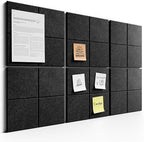 Bumusty Large Cork Board Alternative-36 x24 Felt Bulletin Board Tiles, with 30 Pushpins, 40 Adhesive Tabs, 6-Pack Slat Wall Paneling, Cork Boards for Office Push Pin Board Felt Board-Charcoal Gray