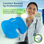 LuminaRest® Gel Enhanced Seat Cushion for Long Sitting | Premium CertiPUR-US® Certified Memory Foam | Non-Flattening Office Chair Cushion for Tailbone Pain Relief, Sciatica & Back Support – (Blue)