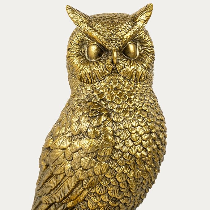 MXARLTR Decorative Owl Bookends, Book Ends for Shelves, Vintage Resin Bookends with Anti-Slip Base for Books Lovers Home Office Decor Book Holder (Gold)