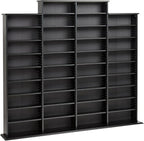 Prepac 4 Column Tall Cabinet Media, Quad Width Wall Storage, Black