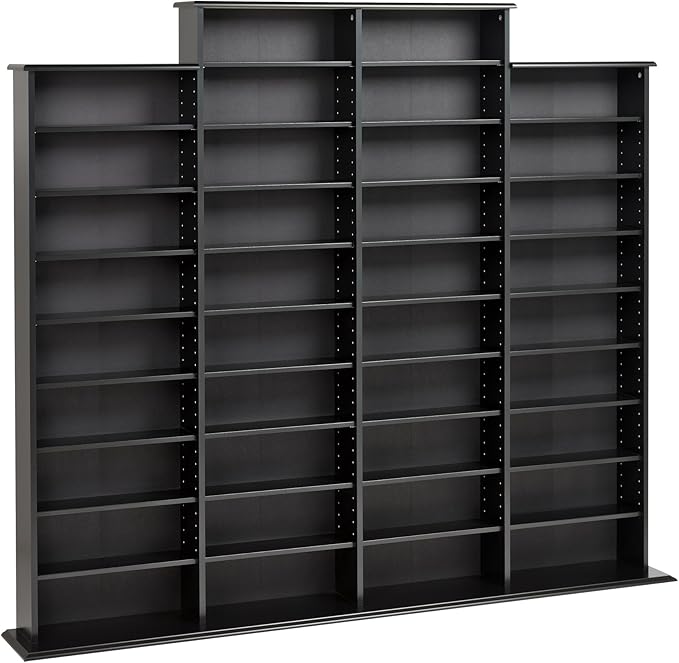 Prepac 4 Column Tall Cabinet Media, Quad Width Wall Storage, Black