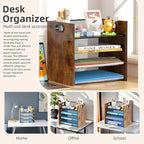 Boershun Wood Desk Organizer - 4-Tier Desktop File Organizer, Wooden Paper Organizer, Office Desk Organization for Accessories, Papers, Mail, Notebooks, Stationery