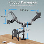 MOUNTUP Dual Monitor and Laptop Mount, Adjustable Monitor Stand for 2 Max 27" Computer Screens, Laptop Tray Fits 10-17inch Notebook, Holds 4.4-17.6lbs Per Arm, 3-in-1 Adjustable Monitor Desk Mount