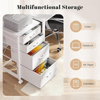 4 Drawers Mobile File Cabinet Vertical Filing Cabinet with Fabric Drawer Fits A4/Letter Size Printer Stand for Home Office，White