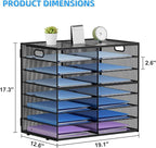 Lavatino 14 Compartments Paper Organizer for Desk, Mesh Literature Organizer, Mail File Sorter Tray with Handle, Desktop Mailbox for Office Classroom Home, Black
