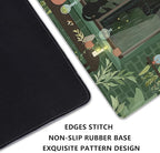 Black Cat Mouse Pad Green Plants Desk Mat Pad Anime Large Gaming Cartoon Cute Mouse Pad,Stitched Edges Non-Slip Waterproof Rubber Base Mous Mat for Office Home Work Gaming(27.5X11.8 in)