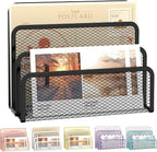 SUPEASY Mail Organizer for Desk, Mesh Metal Mail Holder Countertop with 3-Slot, Letter Sorter File Holder, Office Envelope Organizer for Mails (Black)