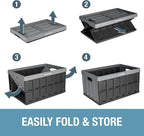 CleverMade Collapsible Storage Bins - Stone 1 Pack 46L - Stackable Containers Heavy Duty Capacity Folding Crates - Space-Saving for Home