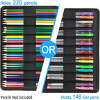 YOUSHARES Colored Pencil Case 220 Slots Pen Case Organizer With Handy Wrap & Zipper, Multilayer Holder for Prismacolor Colored Pencils & Gel Pen (Panda)