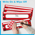 40 PCS Desk Name Tags, Waterproof Desk Nameplates with Alphabet, Number Line 1-30 Erasable and Reusable Traditional Manuscript Name Plate for Classroom School Student (12” x 3.5”)