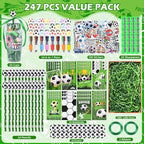 LiYiQ 247 Pcs Soccer Party Supplies Return Gifts for Party, Student Stationery Gifts from Teacher Rewards Prizes, Pencil Erasers Notebooks Stickers for Soccer Classroom Birthday