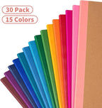 ALKALO 30 Pack Lined Notebook Journals Bulk, A5 College Ruled Composition Notebook, 8.3”x 5.5”,Kraft Cover with Rainbow Spines, 15 Colors 60 Pages for School Office Travel