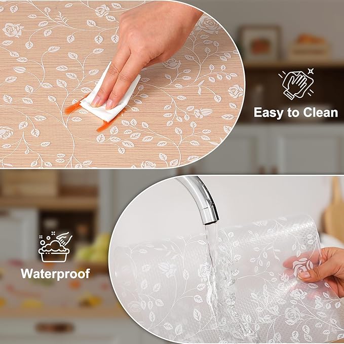 Cooyes Shelf Liner – Premium Non-Adhesive Cabinet & Drawer Liner for Kitchen – Waterproof Shelf Paper with Modern Pattern – Durable EVA Cabinet Mat – Easy to Cut （24" W x 120" L）