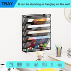 GDINDINFAN 6-Tier Hanging File Organizer Office Cubicle Accessories for Work Organizer Wall Mount File Holder for Mails Folders Papers Magazine Organization, Black