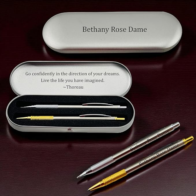 ELMA VADA STUDIO Custom Engraved Mechanical Pencil Set – Personalized 0.7mm & 2.0mm Refillable Drafting Tools – Gift for Architects, Engineers, Students, Designers, Graduation (Pencils Set Engraved)