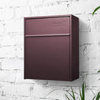 Wall Mount Mailbox - Large, Anti-Theft Locking Mailbox, Weatherproof Mailboxes for Outside The House, 18.5" H x 15" L x 7.5" D - (Malbec)