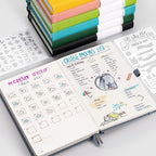 AHGXG Bullet Dotted Journal - 320 Numbered Pages Dot Grid Notebook A5 Thick Journal, 100gsm Thick Dotted Paper, Leather Hardcover,Inner Pocket, 5.75'' × 8.38'' - Green
