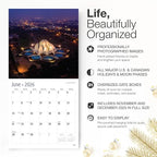 RED EMBER India 2026 Wall Calendar 12 Month | 12" x 24" Open | Thick & Sturdy Paper | Holiday Gift | Travel Calendar 2026
