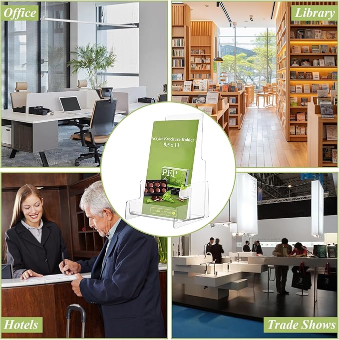 LISHINE 4 Pack Brochure Holder Wall Mount 8.5 x 11 Inch Plastic Flyer Holder Clear Literature Holder Pamphlet Holder Wall Brochure Display Stand for Trifold, Magazine, Document
