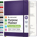 Roterunner Purpose Planner Notebook B5 7.5”x9.8” Undated 2026 Daily Weekly and Monthly Productivity Goal Setting Tool for Work Home ADHD Planner for Adults Self Care Journal (Purple Hardcover)