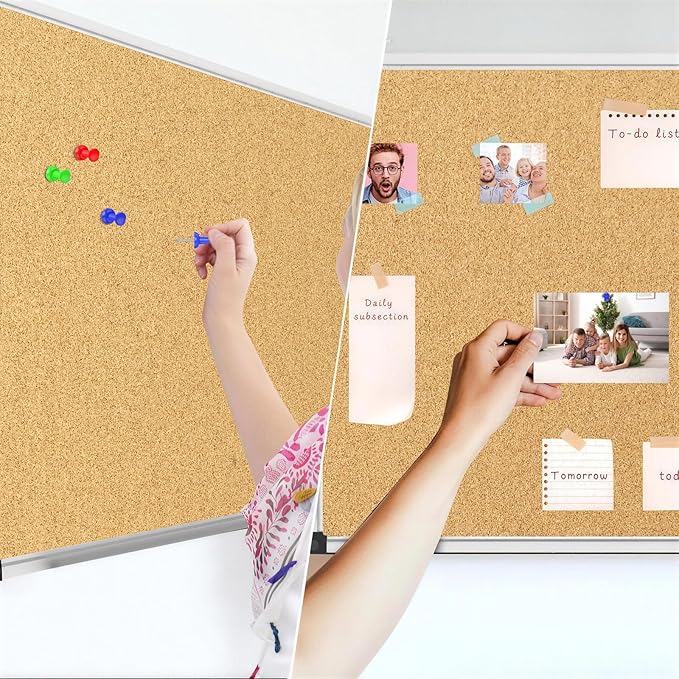 XBoard Cork Board Bulletin Board 48 x 31 inch, Corkboard with Push Pin for Display and Organization