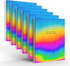 Custom Spiral Notebook Journals with a Rainbow Design 4 Colored Cover - 6 Pack of 8.5" x 11" – College Ruled, Hard Cover, 50 Sheets Per Book – For Journaling, Office, School Supplies, etc.