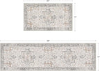 GENIMO Runner Rug 2PCs, Machine Washable Non Slip Vintage Hallway Runner Rug 17.3"x59"+17.3"x30", Low Pile Lightweight Rugs for Indoor Entryway, Hallway, Kitchen and Corridor, Light Taupe Brown