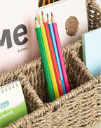 DINGTAI Mail Organizer Countertops, Desk Organizer Bills Organizer, Mail Sorters Organizers, Pencil Holder Magazine File Holder, Desk Organizer and Accessories(Seagrass)