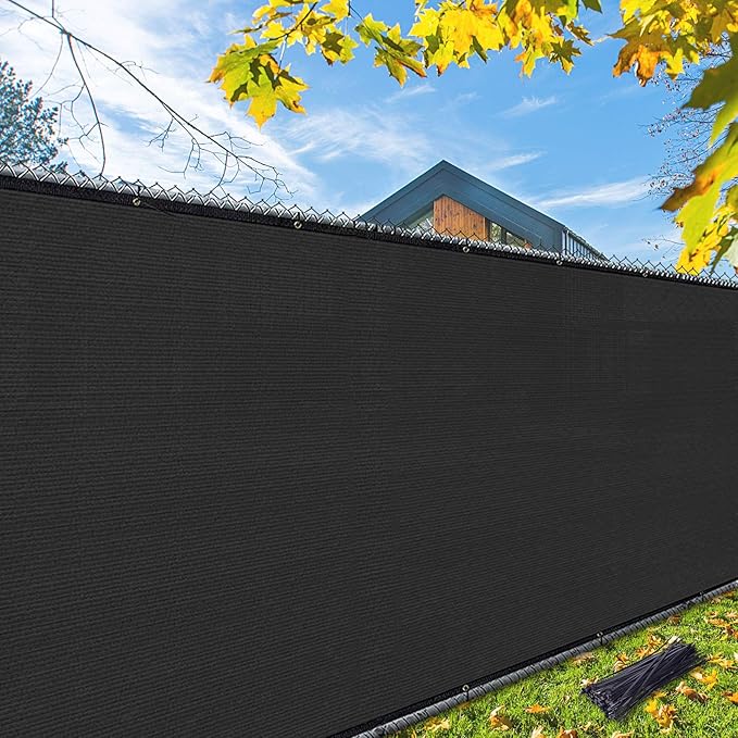 iCover 4x25ft Privacy Screen Fence, Outdoor Fencing Panels, Garden Windscreen Mesh Shade Sail Net Barrier, Include Reinforced Bindings and Brass Grommets Cable Zip Ties, Black