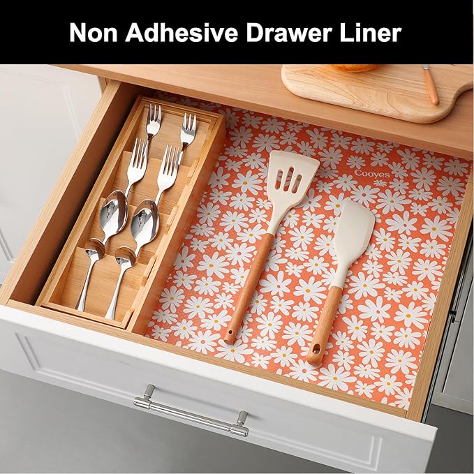Cooyes Shelf Liner – Premium Non-Adhesive Cabinet & Drawer Liner for Kitchen – Waterproof Shelf Paper with Modern Pattern – Durable EVA Cabinet Mat – Easy to Cut （12" W x 360" L）