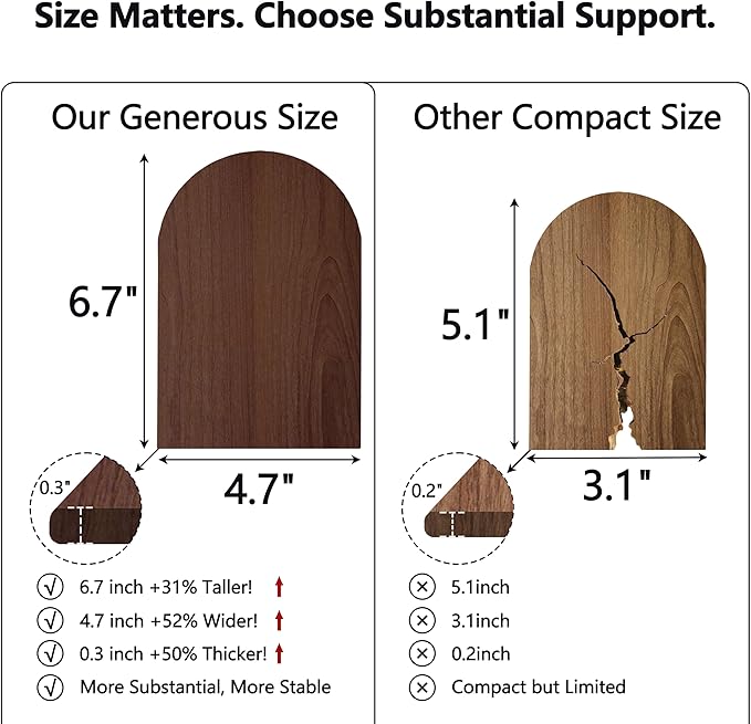 Brosisincorp Walnut Wood Book Ends for Shelves - Hand Polished Edges, Non-Skid Bookends for Heavy Duty Book Holders Office Desk Shelves Decorative Book Organizer, 6.69"H x 4.72"W x 3.94"L (3 Pairs)