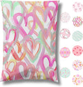 Pretty Package Store 6x9 Designer Poly Mailer 100 Pack Heavy Duty Waterproof Self Seal Shipping Bags for Small Business Large Mailing Envelopes Bulk Tear Resistant Cute Packaging Happy Hearts