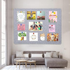 Large Bulletin Board, 72 X 48 inches Cork Board with 30 Pushpin, 6' x 4' Felt Cork Board Notice Pin Board, Self-Adhesive Vision Board Mood Board Foldable Photo Board for Wall - Silver Gray