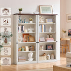 RWYHG 70" White Tall Bookshelf,5-Tier Thick Wooden Book Shelf with Adjustable Shelves,Free Standing Farmhouse Bookcase with Open Display Storage,Floor Vintage Bookshelves for Living Room,Office