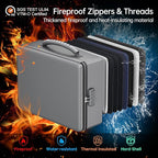 ENGPOW Fireproof Document Box, Hard Case File Box with Fireproof Zipper＆Lock, 6400°F Heat Insulated Fire and Water Resistant File Organizer Storage Safe for Important Documents Laptop Cash, Gray