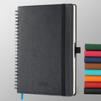IN-LUXPRO Planner 2026 Daily Weekly and Monthly,8.5"x6.5",12 Months Spiral Bound Calendar Agenda with Self-adhesive Pen Holder,2026 Appointment Book with Vegan Leather Soft Cover,Black