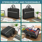 SEEKIND PU Leather Accordian File Organizer 26 Pockets, Expanding File Folder with Handle, Portable Document Organizer Accordion File Keeper for Letter Size / A4 File, for Office, School-Black
