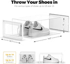 SEE SRPING XX-Large Shoe Storage Box Fit Size 14, Clear Plastic Stackable Shoe Organizer for Closet, Shoe Rack Sneaker Containers Bins Holders, Drawer Organize Unit, 12 Pack Clear
