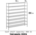 Regal Altair 18" Deep x 72" Wide x 86" Height Wire Shelving Kit | 8-Tier | NSF Commercial Storage Rack Unit