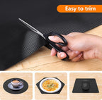Black Shelf Liners for Kitchen Cabinets Non-Adhesive, Drawer Mat Liner for Bathroom, Plastic Pantry Shelf Liner Waterproof Washable Cabinet Protector Liners for Shelves, Cupboard Liner