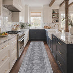 GENIMO Runner Rug 2x7 Non Slip Machine Washable Hallway Runner Rug, Low Pile Lightweight Rugs for Entryway, Hallway, Kitchen and Corridor, Vintage Grey